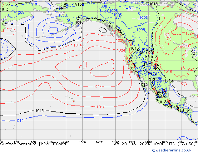 pressão do solo ECMWF Qua 29.05.2024 00 UTC