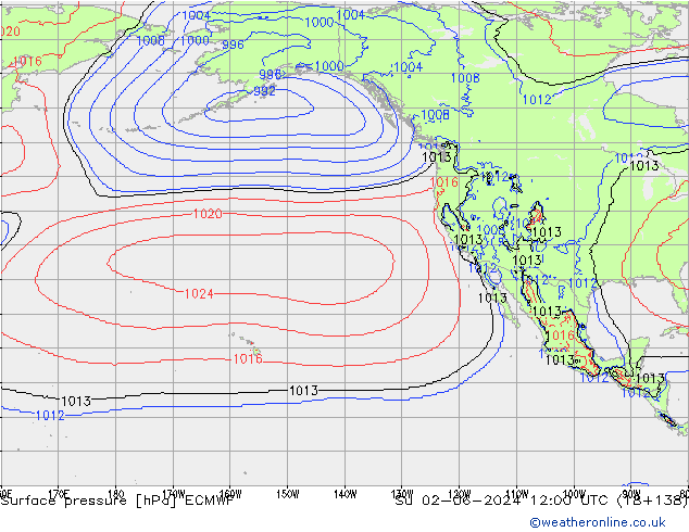 Luchtdruk (Grond) ECMWF zo 02.06.2024 12 UTC