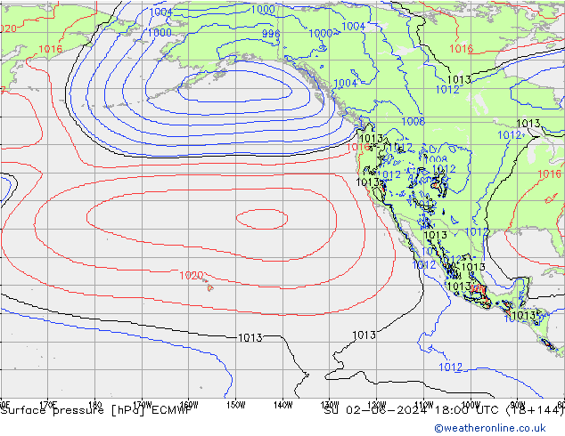 Yer basıncı ECMWF Paz 02.06.2024 18 UTC