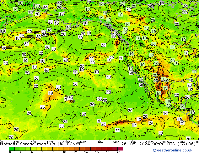 Isotachs Spread ECMWF вт 28.05.2024 00 UTC