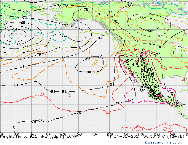 Height/Temp. 925 гПа ECMWF пт 31.05.2024 00 UTC