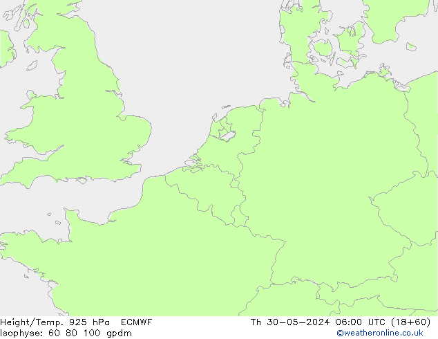 Height/Temp. 925 hPa ECMWF Do 30.05.2024 06 UTC