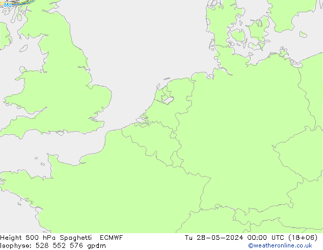 Hoogte 500 hPa Spaghetti ECMWF di 28.05.2024 00 UTC