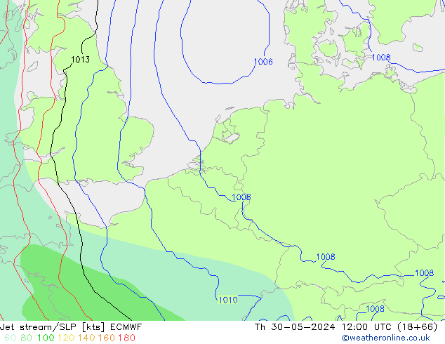 джет/приземное давление ECMWF чт 30.05.2024 12 UTC