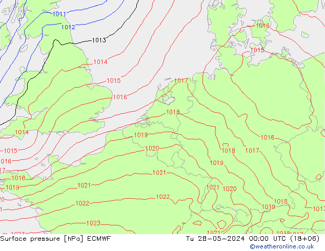 地面气压 ECMWF 星期二 28.05.2024 00 UTC