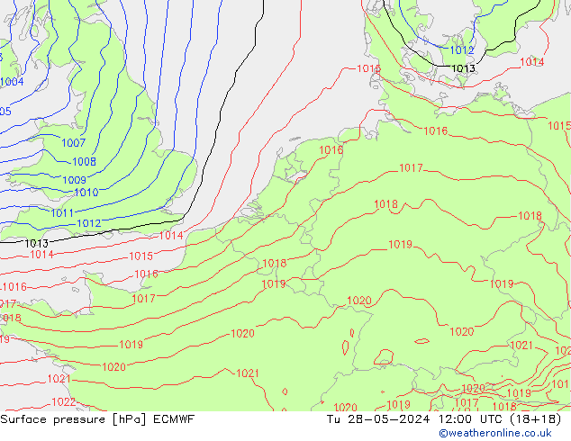 Bodendruck ECMWF Di 28.05.2024 12 UTC