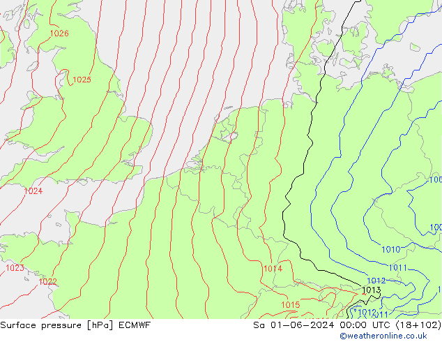 Surface pressure ECMWF Sa 01.06.2024 00 UTC