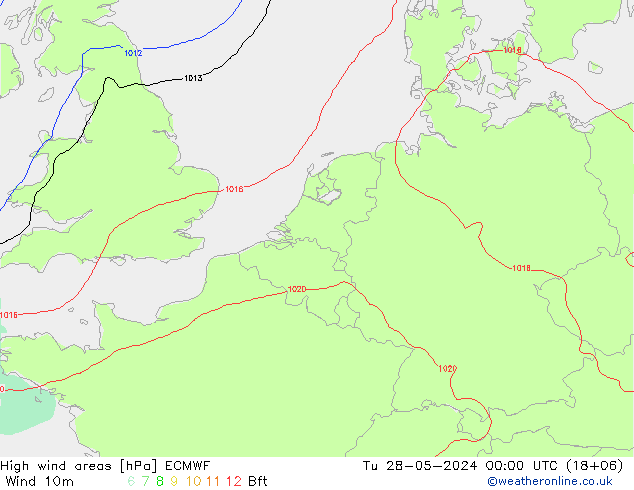 High wind areas ECMWF Tu 28.05.2024 00 UTC
