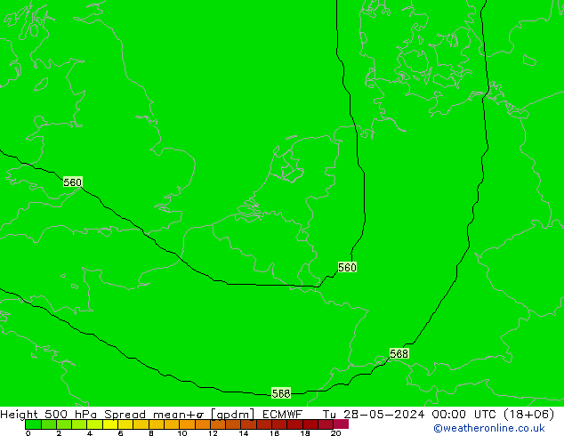 Height 500 hPa Spread ECMWF Di 28.05.2024 00 UTC