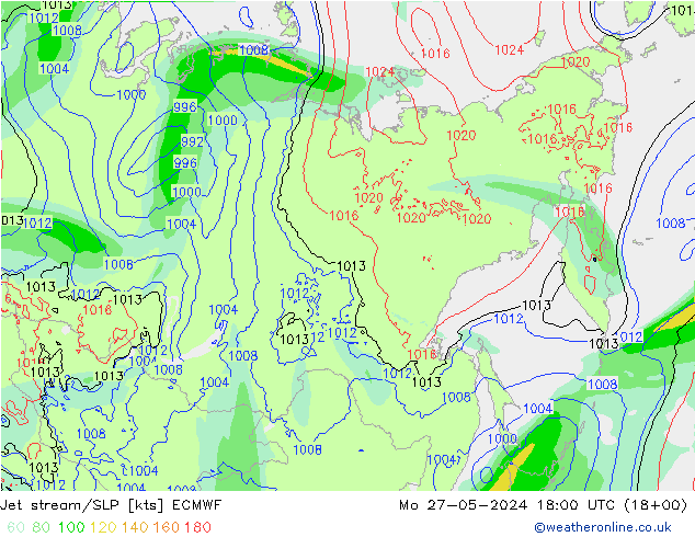 Corrente a getto ECMWF lun 27.05.2024 18 UTC