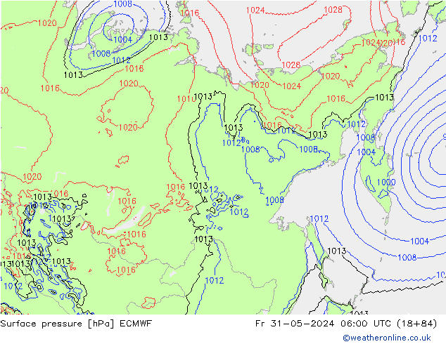 pressão do solo ECMWF Sex 31.05.2024 06 UTC