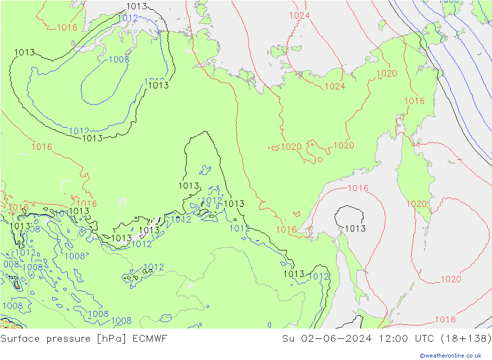 pressão do solo ECMWF Dom 02.06.2024 12 UTC