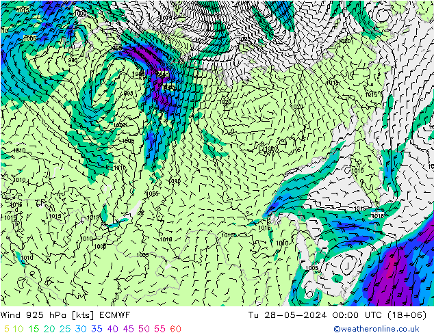 Viento 925 hPa ECMWF mar 28.05.2024 00 UTC