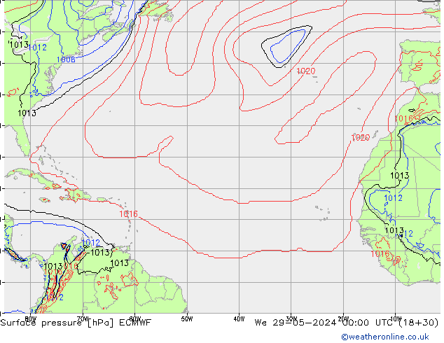 Surface pressure ECMWF We 29.05.2024 00 UTC