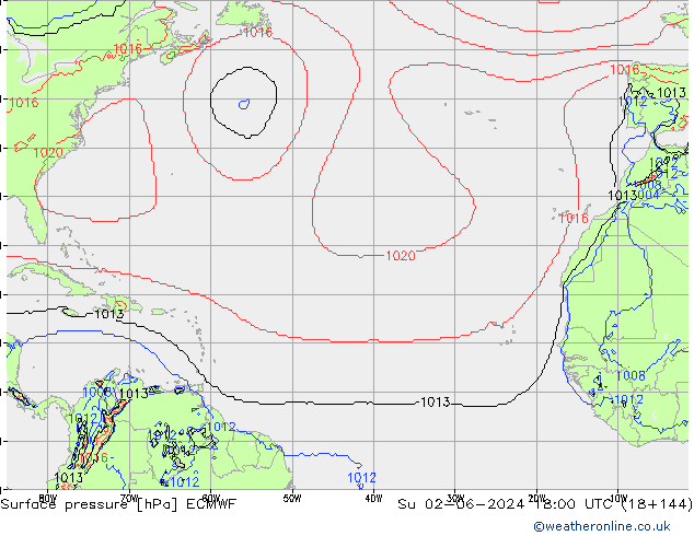 pressão do solo ECMWF Dom 02.06.2024 18 UTC