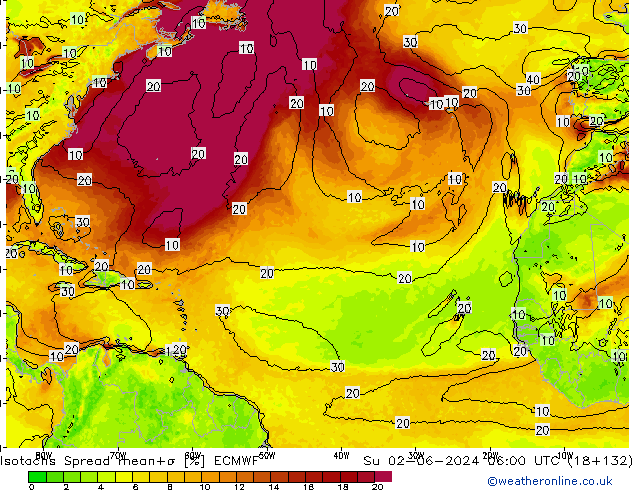 Isotachs Spread ECMWF Su 02.06.2024 06 UTC