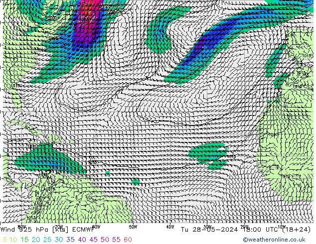 Wind 925 hPa ECMWF Tu 28.05.2024 18 UTC