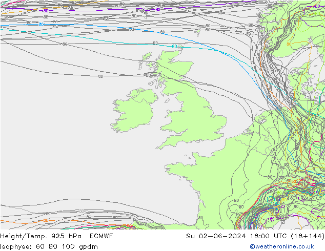 Geop./Temp. 925 hPa ECMWF dom 02.06.2024 18 UTC