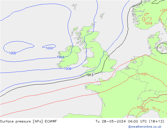 pressão do solo ECMWF Ter 28.05.2024 06 UTC