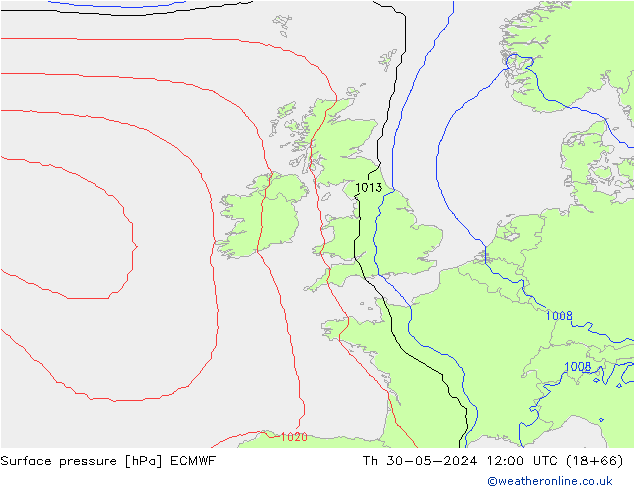 Luchtdruk (Grond) ECMWF do 30.05.2024 12 UTC