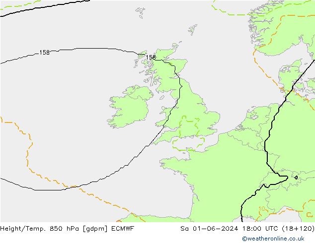 Height/Temp. 850 hPa ECMWF so. 01.06.2024 18 UTC