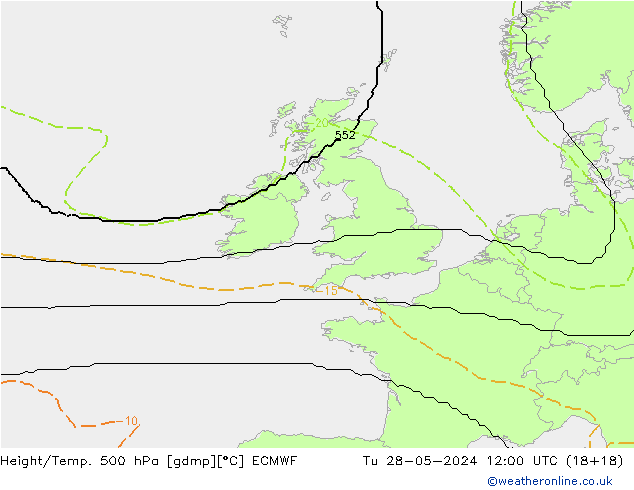 Height/Temp. 500 hPa ECMWF Ter 28.05.2024 12 UTC