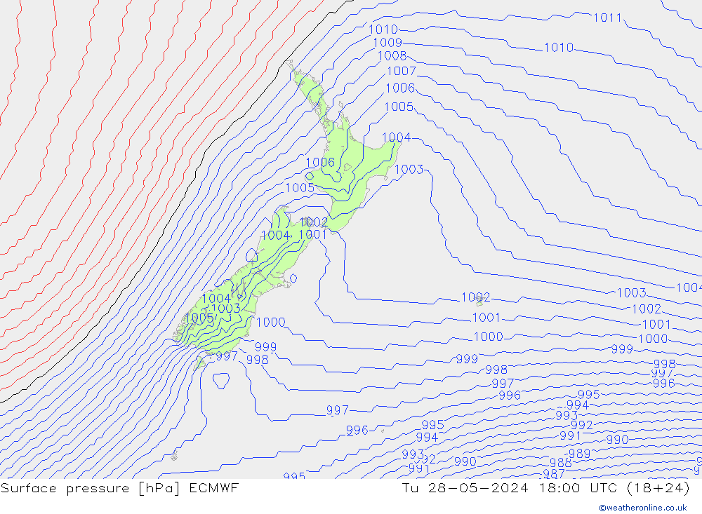 ciśnienie ECMWF wto. 28.05.2024 18 UTC