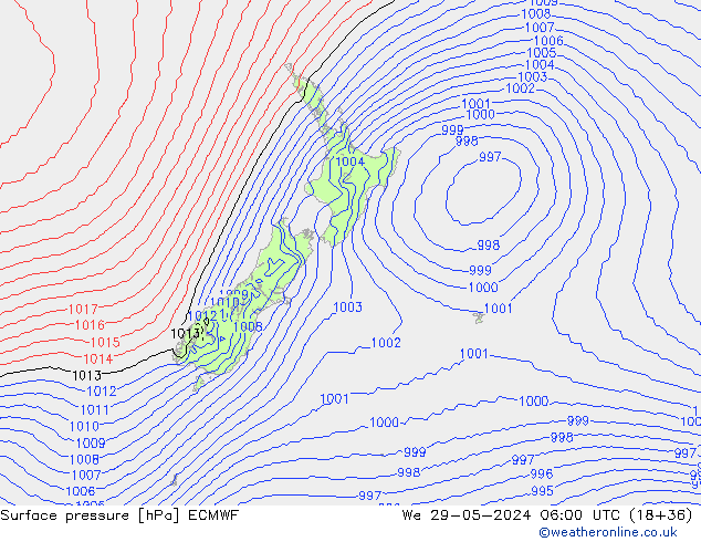 Surface pressure ECMWF We 29.05.2024 06 UTC