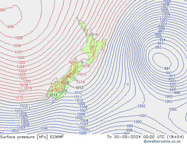 приземное давление ECMWF чт 30.05.2024 00 UTC