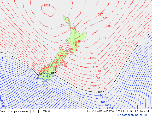 pression de l'air ECMWF ven 31.05.2024 12 UTC