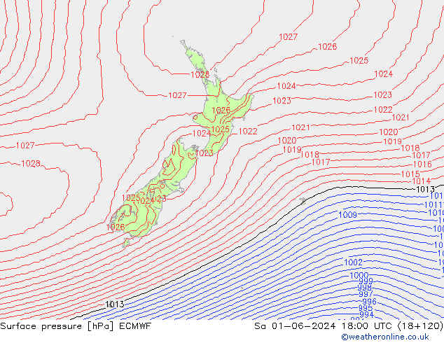 Yer basıncı ECMWF Cts 01.06.2024 18 UTC