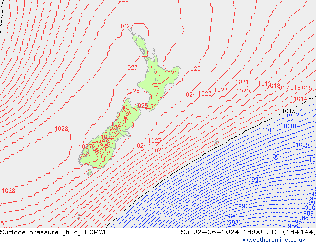 приземное давление ECMWF Вс 02.06.2024 18 UTC