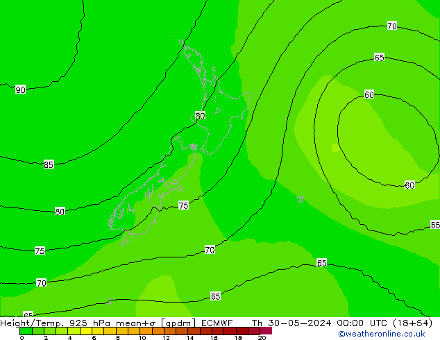 Height/Temp. 925 hPa ECMWF Th 30.05.2024 00 UTC