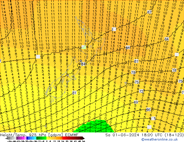 Height/Temp. 925 hPa ECMWF Sa 01.06.2024 18 UTC