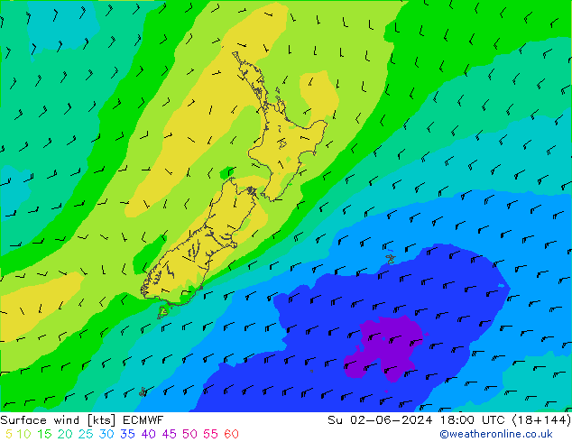 Rüzgar 10 m ECMWF Paz 02.06.2024 18 UTC