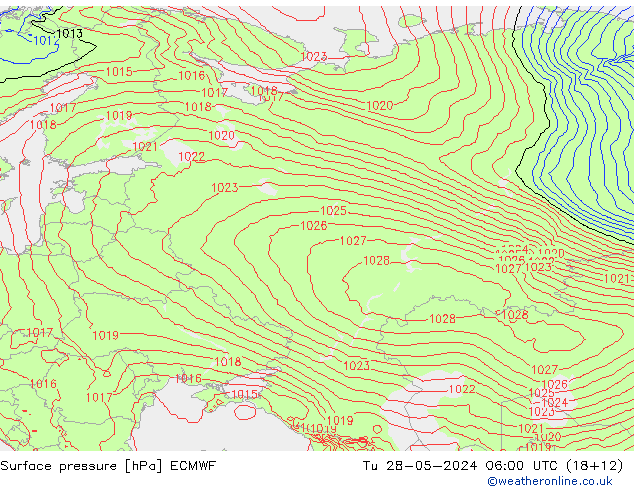 Pressione al suolo ECMWF mar 28.05.2024 06 UTC