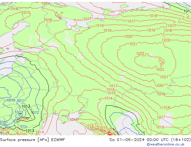 Pressione al suolo ECMWF sab 01.06.2024 00 UTC