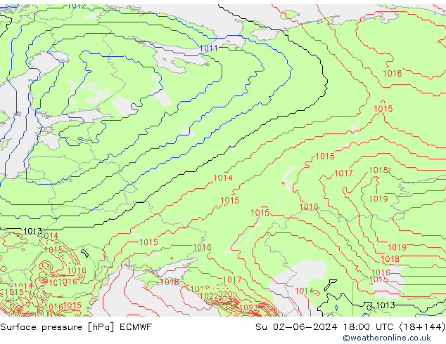 Surface pressure ECMWF Su 02.06.2024 18 UTC