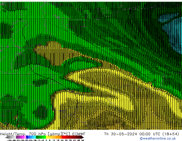 Height/Temp. 700 hPa ECMWF Čt 30.05.2024 00 UTC