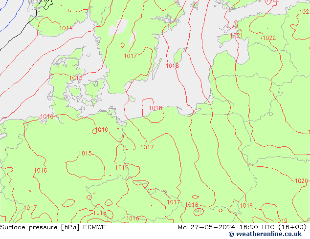 Pressione al suolo ECMWF lun 27.05.2024 18 UTC