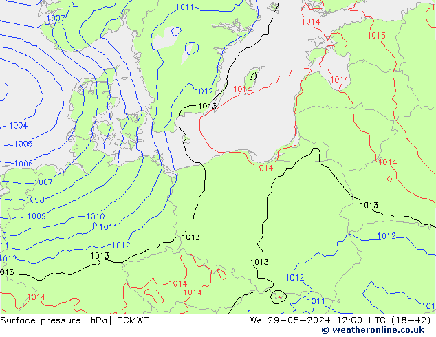 Luchtdruk (Grond) ECMWF wo 29.05.2024 12 UTC