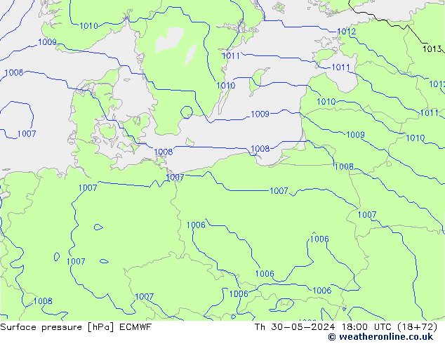 pressão do solo ECMWF Qui 30.05.2024 18 UTC