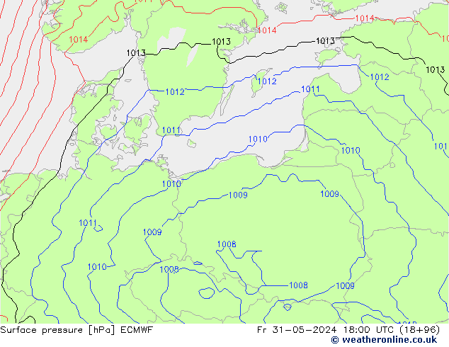 Atmosférický tlak ECMWF Pá 31.05.2024 18 UTC