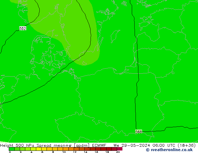 Height 500 hPa Spread ECMWF We 29.05.2024 06 UTC