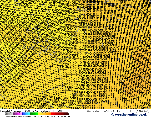 Yükseklik/Sıc. 850 hPa ECMWF Çar 29.05.2024 12 UTC