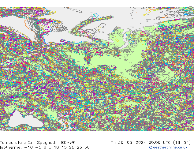 Temperaturkarte Spaghetti ECMWF Do 30.05.2024 00 UTC