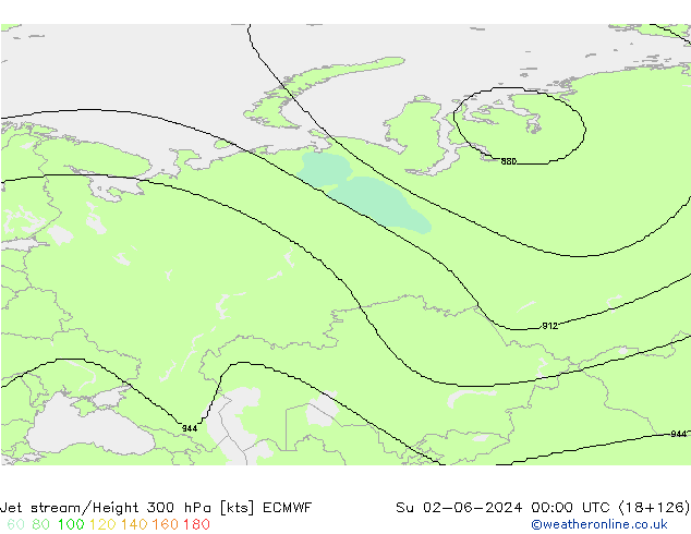 Straalstroom ECMWF zo 02.06.2024 00 UTC