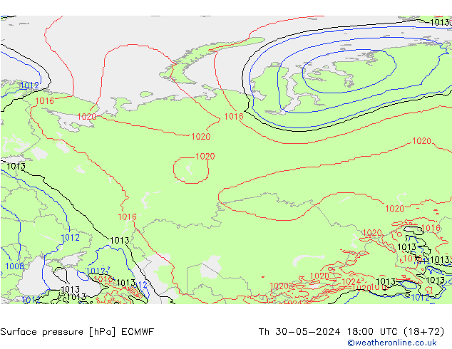 Luchtdruk (Grond) ECMWF do 30.05.2024 18 UTC