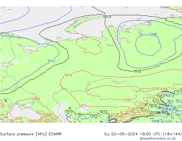 Yer basıncı ECMWF Paz 02.06.2024 18 UTC