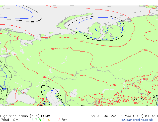 High wind areas ECMWF sam 01.06.2024 00 UTC